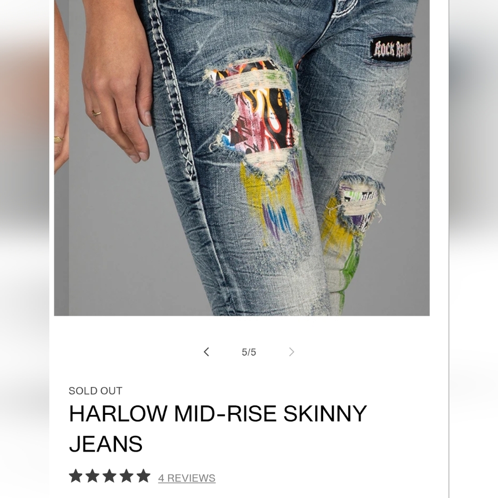 🤘NeW🥰 ROCK REVIVAL HARLOW LIMITED EDITION EMBROIDERED SKINNY JEANS 29 - Picture 10 of 16